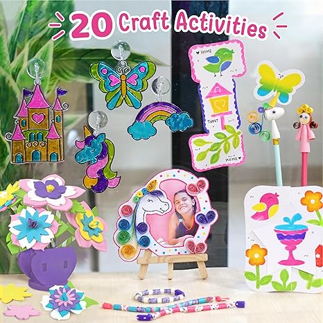 Imagimake Fabulous Craft Kit Arts Suncatcher Kits Kids Glass Painting Paper Quilling Kit Stamp Kids