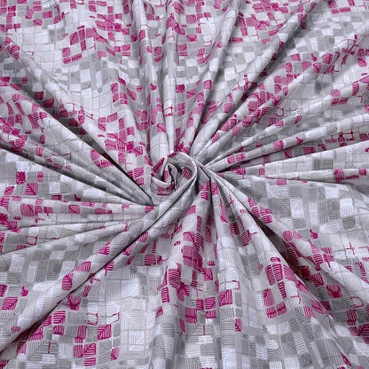 Huesland by Ahmedabad Cotton 144 TC King Size Bedsheet Cotton with 2 Pillow Covers | Grid | Burgundy, Grey & White