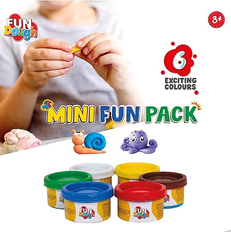 Funskool Fundough Mini Fun Pack 6 tubs of Dough 25gms Each Multicolour Dough Toy