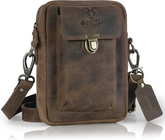 Goatter Genuine Leather Unisex Sling Cross-BodyBag Messenger Bag