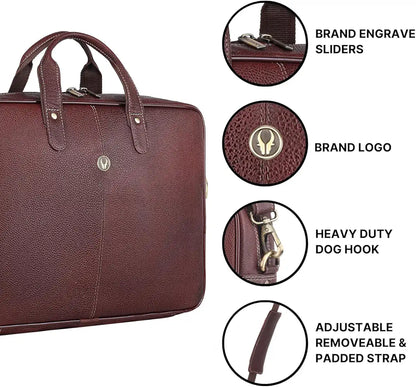 WildHorn Leather Laptop Messenger Bag for Laptop/MacBook up to 15 inch| Padded Laptop Compartment |Office Bag I 365 Days Warranty