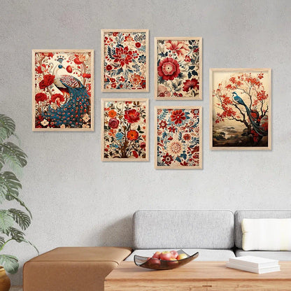 Kotart Madhubani Art Paintings with Frame Traditional Framed Painting Pack of 6 D