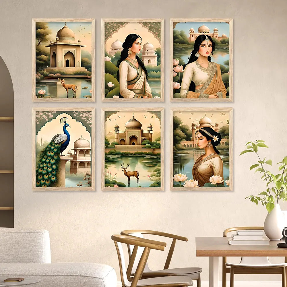 Kotart Premium Digital Traditional Art Paintings with Frame Home Decor Items Pack of 6