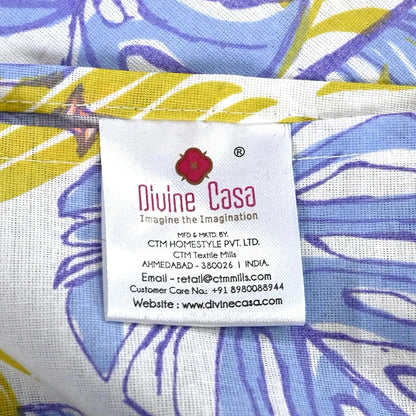Divine Casa 144 TC Cotton Double Bedsheet with 2 Pillow Covers Tropical Breeze Colour Lavender Gold