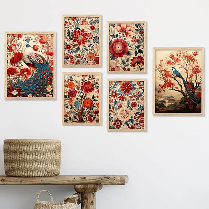 Kotart Madhubani Art Paintings with Frame Traditional Framed Painting Pack of 6 D