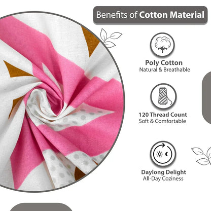 Divine Casa 144 TC Cotton Bedsheet for Double Bed with 2 Pillow Cover Colour Pink Olive