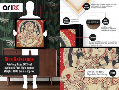 ArtX Saraswati Devi Big Canvas Painting For Living Room With Frame Square