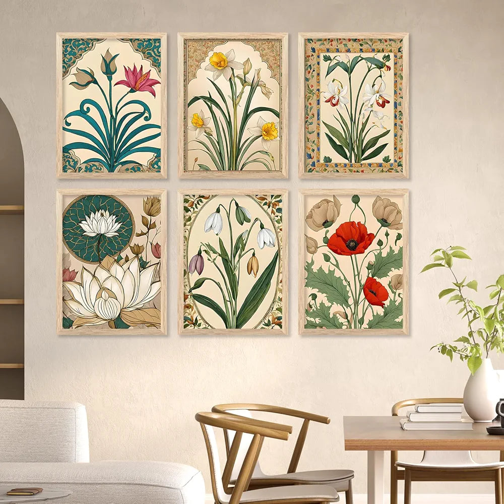 Kotart Premium Digital Madhubani Art Paintings with Frame Painting For Wall Decoration Pack of 6