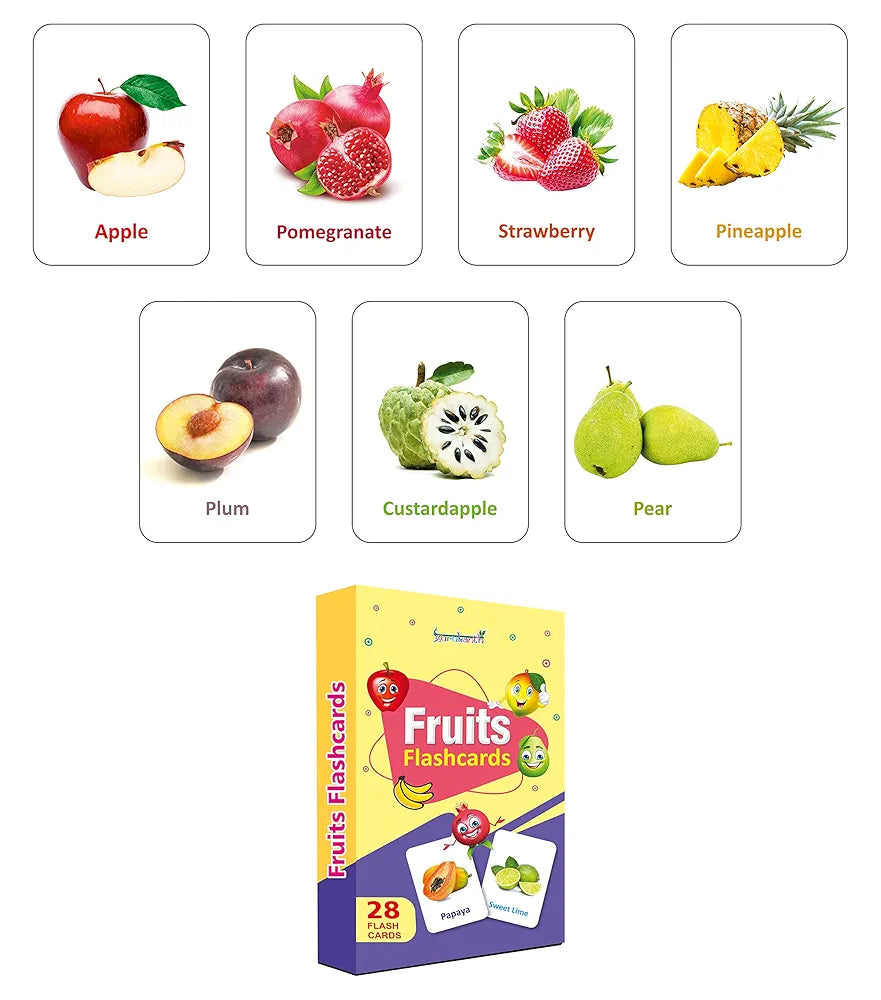 Gurukanth® Premium Fruits Flash Cards for Kids Early Learning | Easy & Fun Way of Learning 1 Year to 6 Years Babies Smart Toys