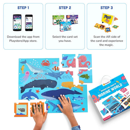 Shifu Play 20 Underwater Animals Flashcards for Kids - Boost Problem Solving Skills with 4D Educational Ar-Powered Stem Fun Learning, Interactive Game 