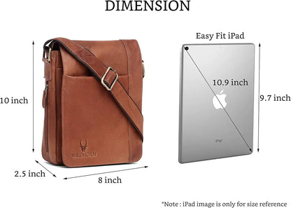 WildHorn Leather 8.5 inch Sling Messenger Bag for Men I Multipurpose Crossbody Bag I Travel Bag with Adjustable Strap I DIMENSION: L- 8.5inch H- 10.5inch W- 3inch