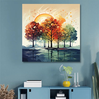 Livin'luxe Paintings Colorful Trees Modern Art Canvas Home Decor Wall Paintings With Frame Paintingh CRJ