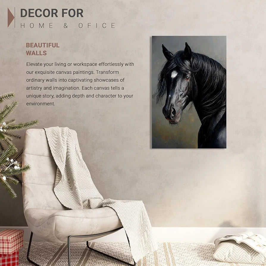 Kotart Beautiful Black Horse Modern Art Canvas Paintings for Bedroom Room Living Room Abstract Canvas Painting Style04