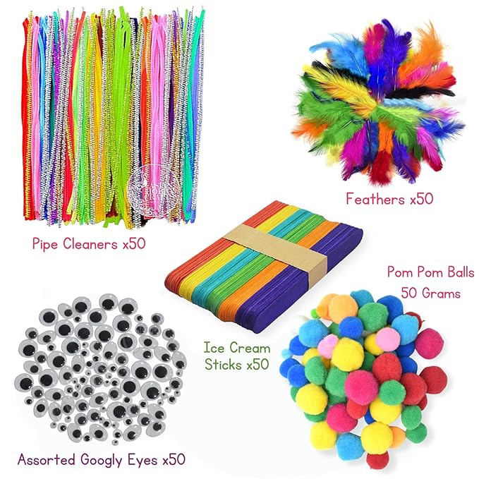Asian Hobby Crafts Kids Pom Pom Crafts Kit With 50x Pipe Cleaners | Diy Art&crafts Projects