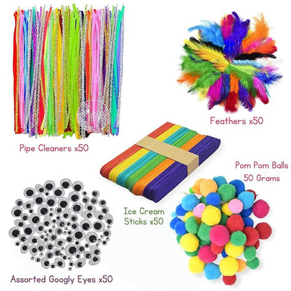 Asian Hobby Crafts Kids Pom Pom Crafts Kit With 50x Pipe Cleaners | Diy Art&crafts Projects