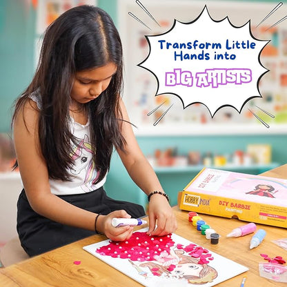 Hobby India Diy Barbie Pre-design Canvas | Paint It Yourself Activity Art and Craft Kit