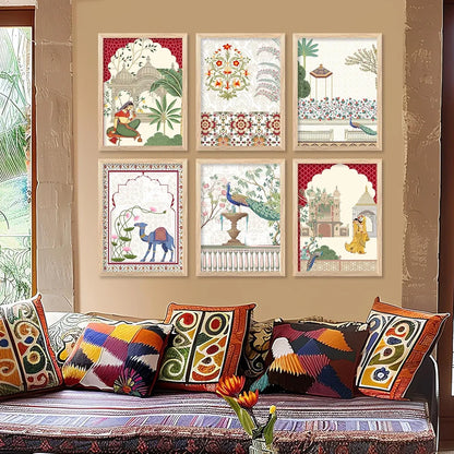 Kotart Pichwai Art Painting Framed Wall Painting Traditional Indian Wall Art Madhubani Paintings set of 6 B