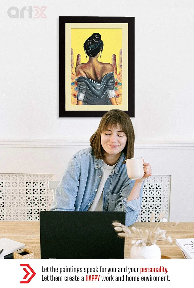 ArtX Paper Premium Abstract Girl Wall Art Painting Multicolor Abstract