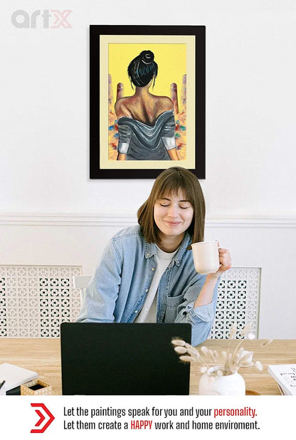 ArtX Paper Premium Abstract Girl Wall Art Painting Multicolor Abstract