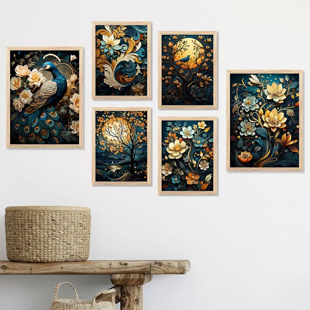 Kotart Paintings Modern Art Wall Decor Framed Paintings KOT70  Set of 6 Multicolor