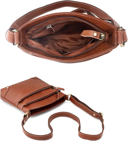 Goatter Genuine Leather 9.5" Inch Sling Cross-BodyBag for Girls And Women,