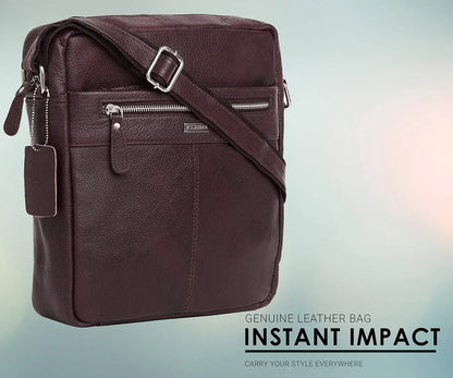 WildHorn Urban Edge Leather Sling Messenger Bag for Men I Dimension: L- 11 inch H- 12.5 inch W- 2.5 inch