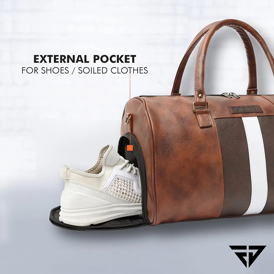 Fur Jaden Weekender Travel Duffle Bag with Separate Shoe/Laundry Compartment for Men & Women Made of Vegan Leather