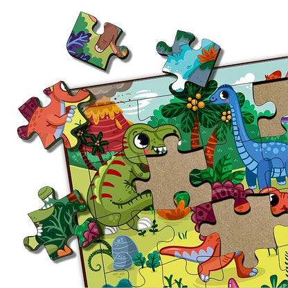 Mini Leaves 35 Piece Wooden Jigsaw Puzzle for Kids | Dinosaurs Jigsaw Puzzle | Educational Toys for Kids