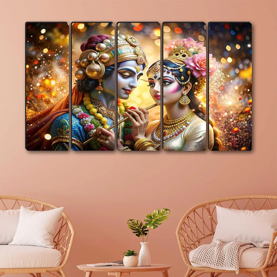 Livin'luxe Multiple Frames Radha krishna Religious Wall Painting  XL35309