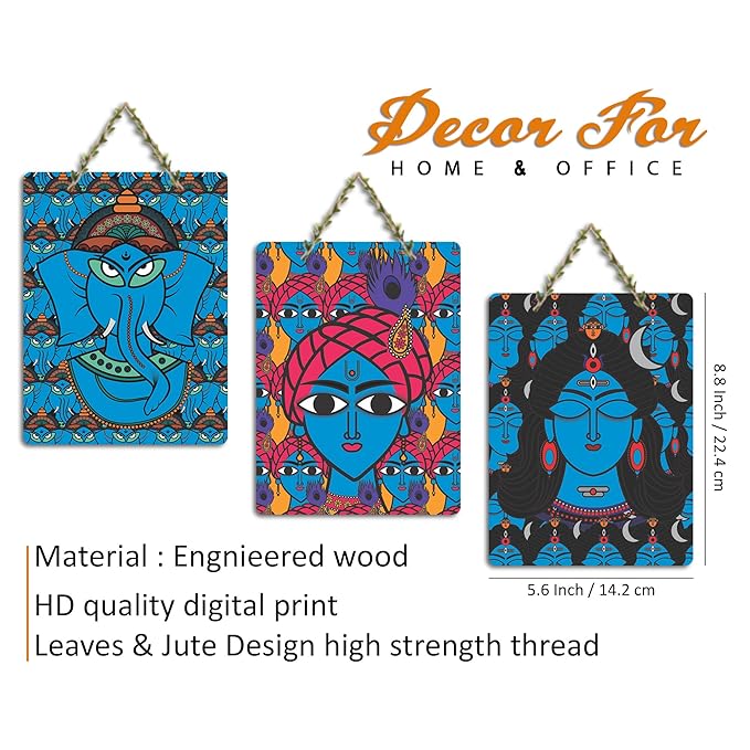 Artvibes Decorative Religious Art Wooden Wall Hanging Decoration Items for Home | Set of 3