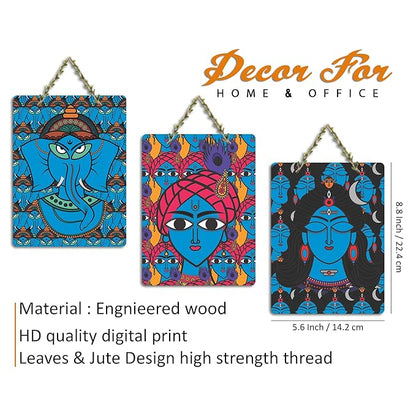 Artvibes Decorative Religious Art Wooden Wall Hanging Decoration Items for Home | Set of 3