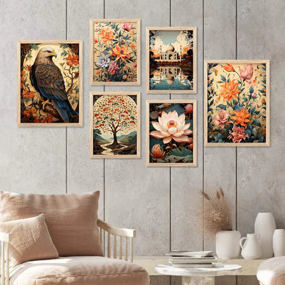 Kotart Premium Digital Paintings with Frame Pack of 6 J