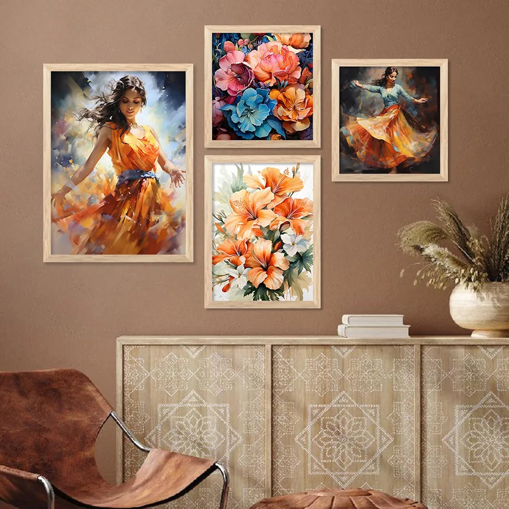 kotart Premium Digital Paintings with Frame Painting - Set of 4 Big Frames B