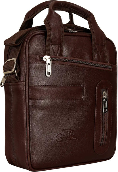 Leather World Pu Leather Brown Messenger Cross Sling Bag Body Travel Office One Side Chest Shoulder For Men & Women