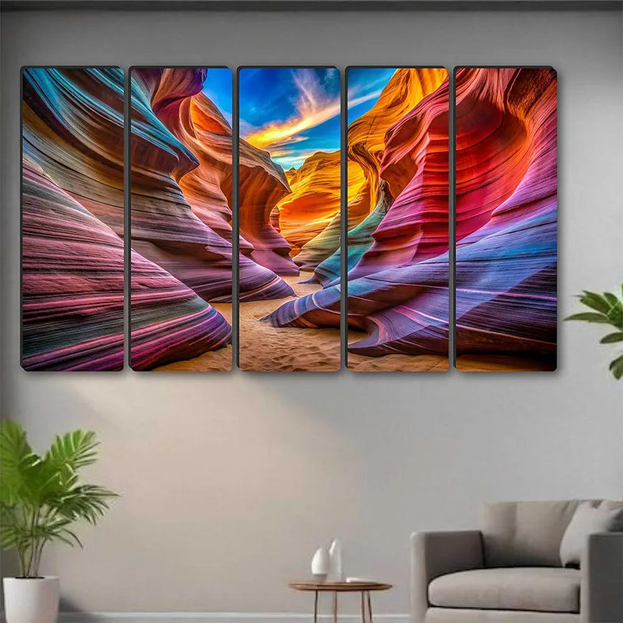 Livin'luxe Multiple Frames Colorful Antelope Canyon Wall Painting XL35311