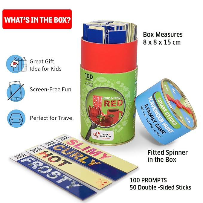 Chalk and Chuckles Smart Sticks Scavenger Hunt Game for Kids | Fun Family Game | Indoor and Outdoor Toys | Educational Toys