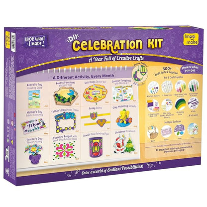Imagimake Celebration Kit 25+ Exciting Craft Projects for Kids 500+ Craft Supplies Art & Craft