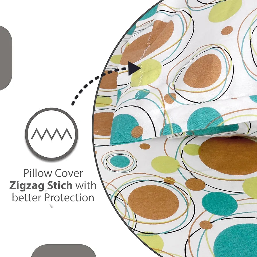 Divine Casa 100% Cotton Bedsheet for Single Bed 144 TC Bedsheet Single Size Bed Cotton with 1 Pillow Cover Colour Aqua Sand
