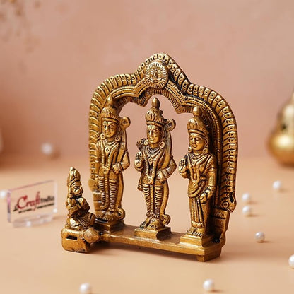 Ecraftindia Golden Metal Ram Darbar Murti Statue | Lord Ram Sita Laxman and Hanuman Idol