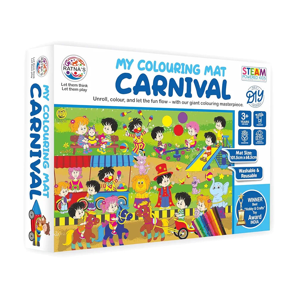 Ratna's My Coloring Mat Carnival Printed Mat of Size 40 x 27 Inches, Washable & Reusable Colouring Kit for Kids 3+ Years