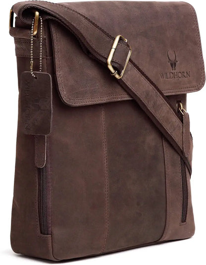 WildHorn Leather 11 inch Sling Messenger Bag for Men I Multipurpose Crossbody Bag I Travel Bag with Adjustable Strap 