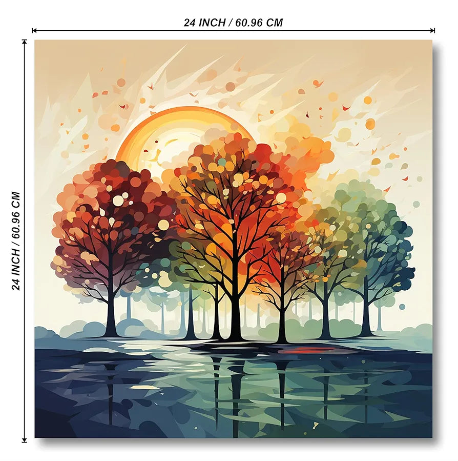 Livin'luxe Paintings Colorful Trees Modern Art Canvas Home Decor Wall Paintings With Frame Paintingh CRJ