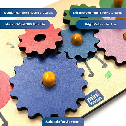 Mini Leaves Walking Snail Wooden Gear Toys With 5 Interchangeable Gears for 2+ Years | Fine Motor Skill Motion Educational Wooden Learning Toys