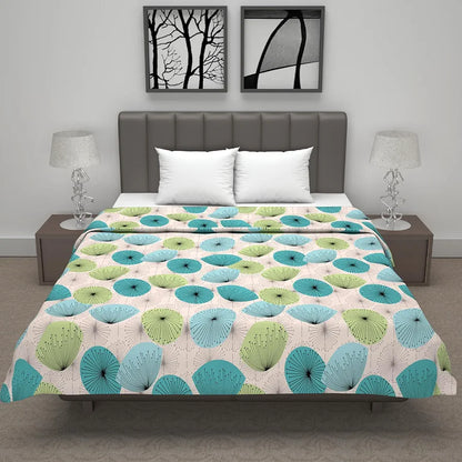 Divine Casa Floret 100% Cotton Double Dohar 120 GSM Soft & Lightweight Throw Blanket Colour Aqua