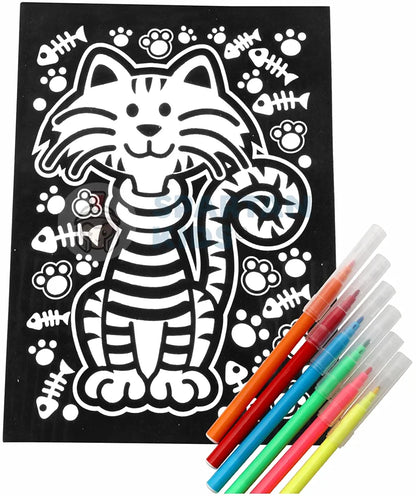 SPARTAN KIDS® Color Felt Tiger Velvet Art - Drawing for Kids 6-12 Years - Fun Colouring Ideal Art Kit for Creative Learning - Foil Art Kit - Engaging Activity for Young Artists