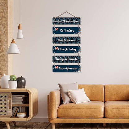 Artvibes Decorative Wall Hanging Wooden Art Decoration Item for Living Room | Quotes Decor Item | Wall Art for Hall | Set of 6