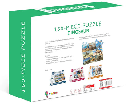 Popcorn 160 Piece Puzzles for Kids | Dinosaur Jigsaw Puzzle Game for 7+ Years Old Children | Improve Kid Knowledge and Concertation