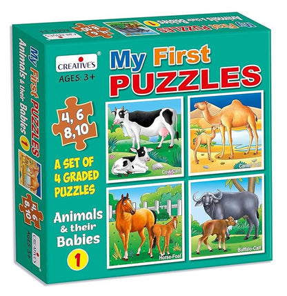 Creative's My First Puzzles | Animal & Their Babies Puzzles | Eye-hand Coordination for Kids | Ages 3 & Up