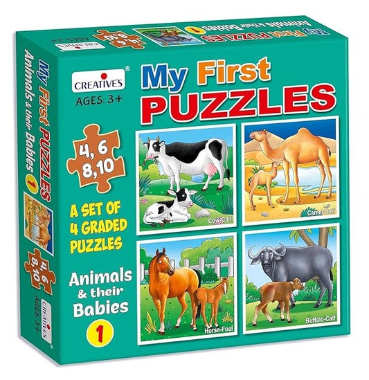 Creative's My First Puzzles | Animal & Their Babies Puzzles | Eye-hand Coordination for Kids | Ages 3 & Up