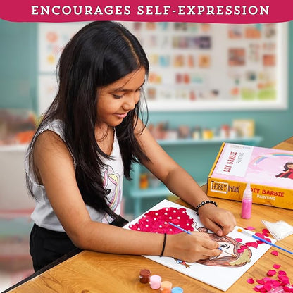 Hobby India Diy Barbie Pre-design Canvas | Paint It Yourself Activity Art and Craft Kit